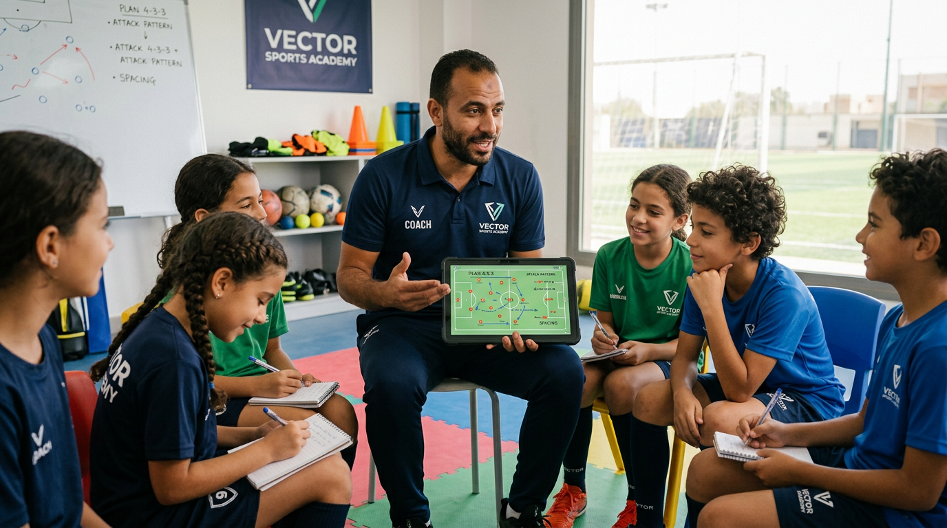 مدرب يشرح المنهجية التدريبية للأطفال
