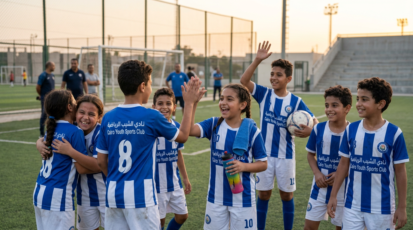 أطفال سعداء بعد التدريب في أكاديمية فيكتور